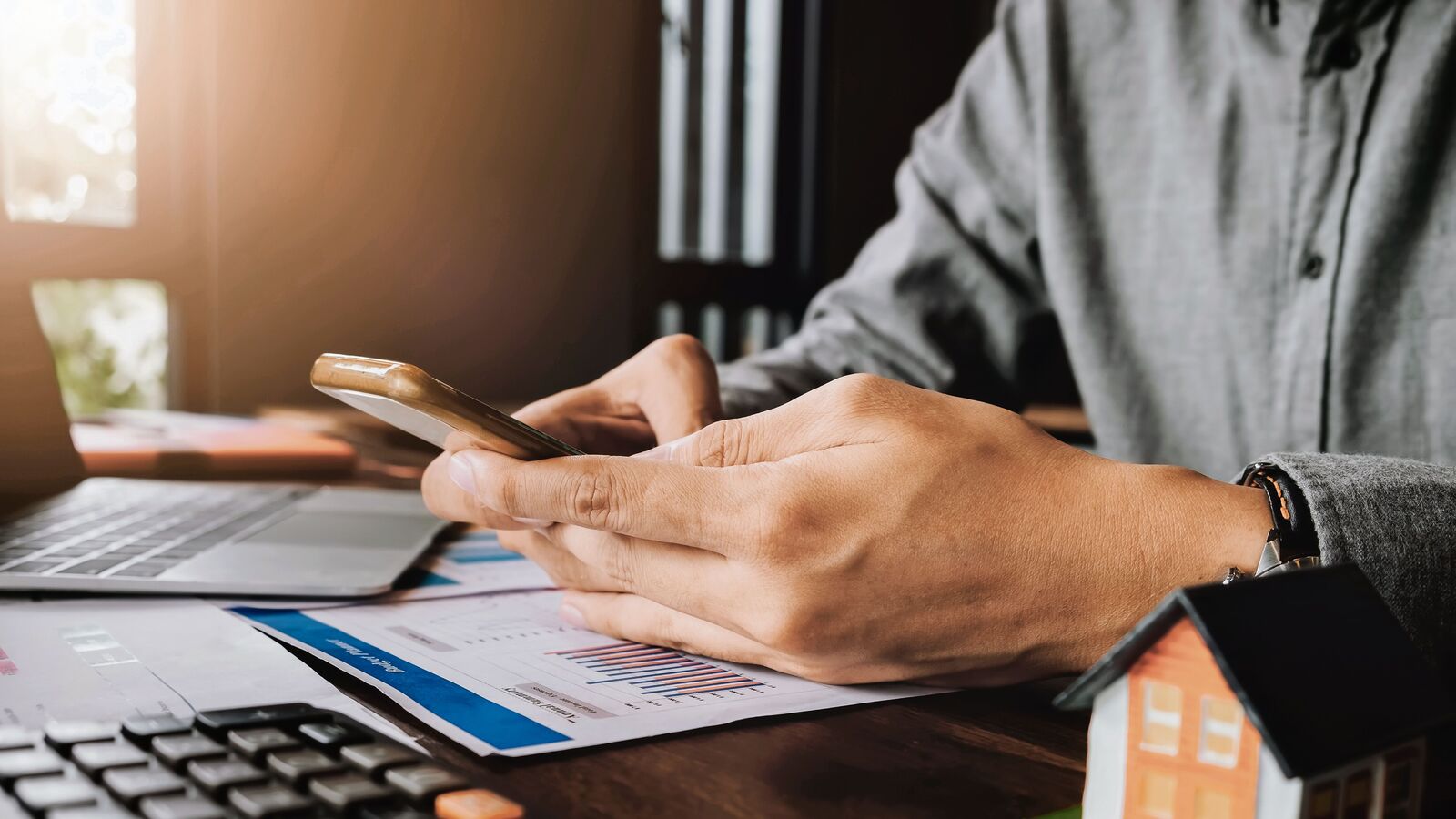 Happy family reviewing financial plans